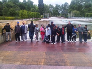 Members by the lake in Battersea Park