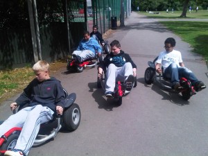 Having fun on cool bikes in Battersea Park